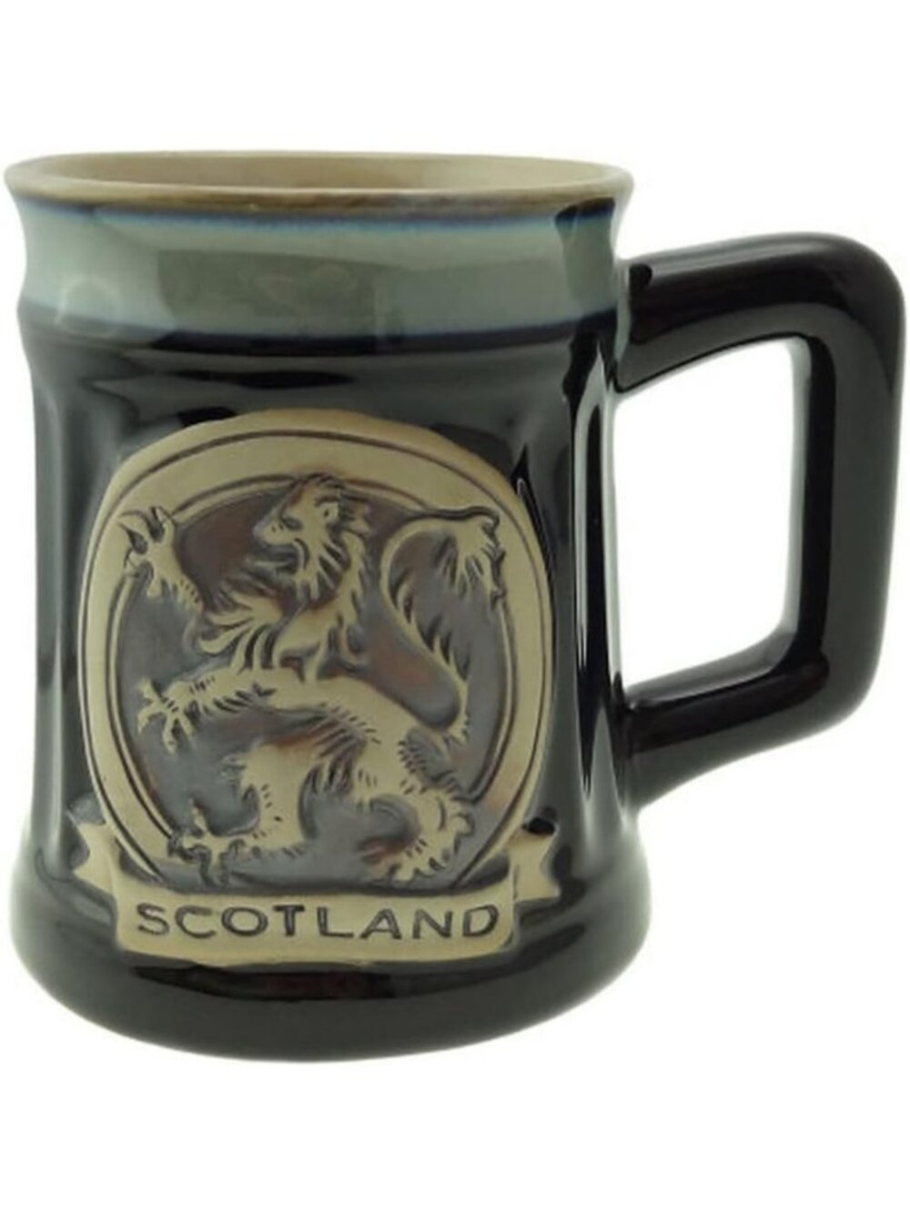 Stoneware Mug for Coffee or Beer - 16.9 oz Scottish Pottery with Lion Design